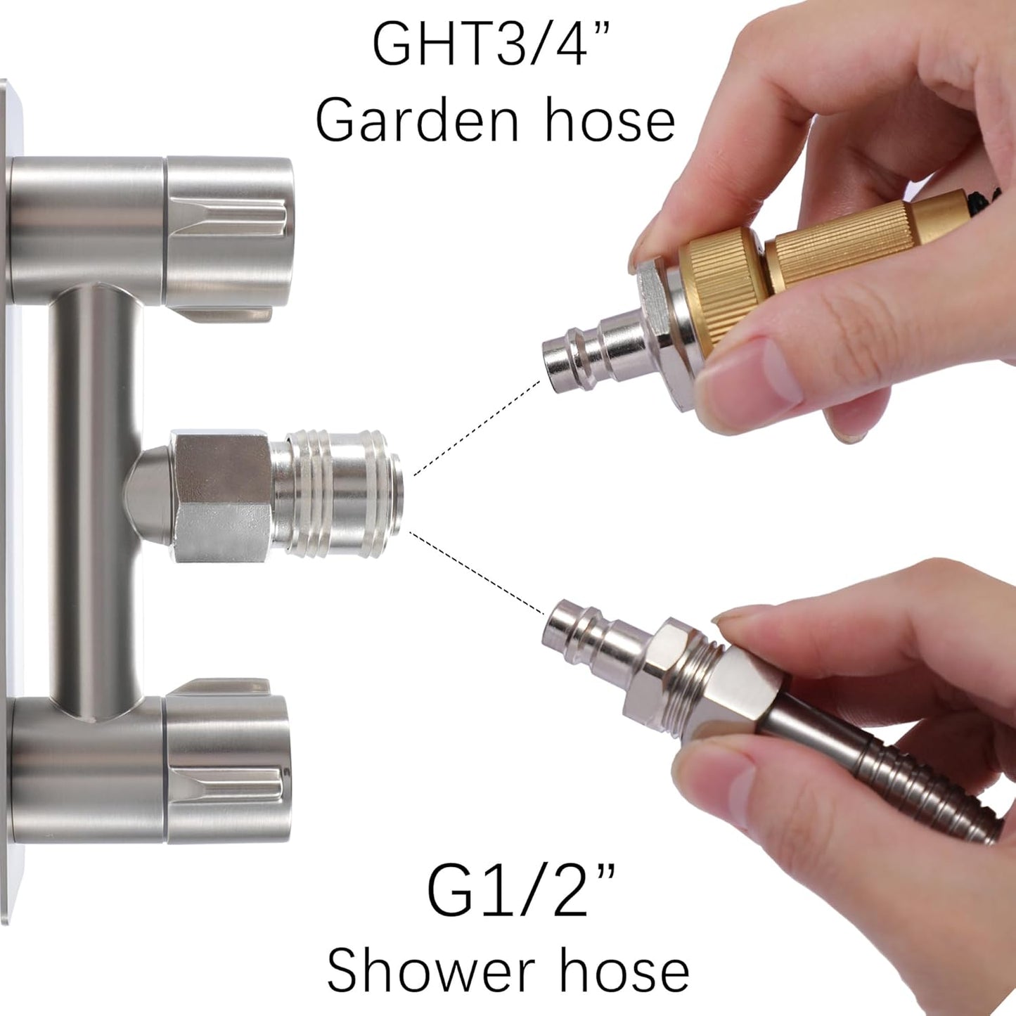 All Metal RV Exterior Quick Connect Faucet,4"RV Shower Faucet Replacement,RV Outside Shower Valve Kit,Camper Shower Faucet Valve with Quick Connect(Brushed Nickel)