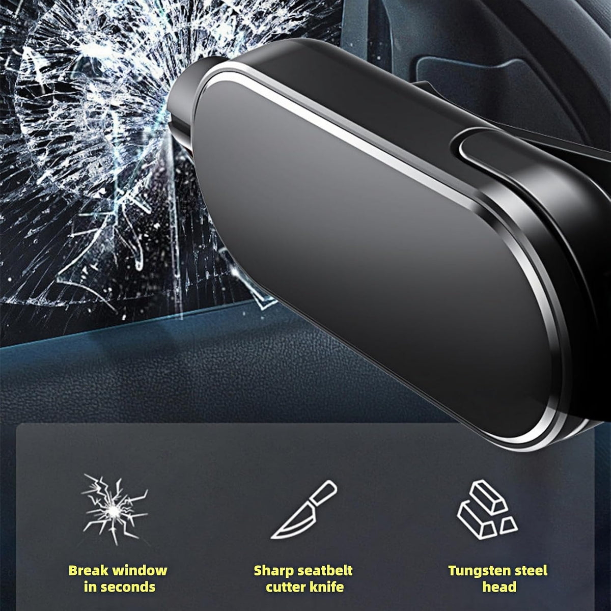 Window Breaker Seatbelt Cutter,2 in 1 Car Safehammer Window Punch Emergency Escape Tool,Safety Hammer Glass Breaker Seat Belt Cutter Underwater for Automotive (2, blackblack)