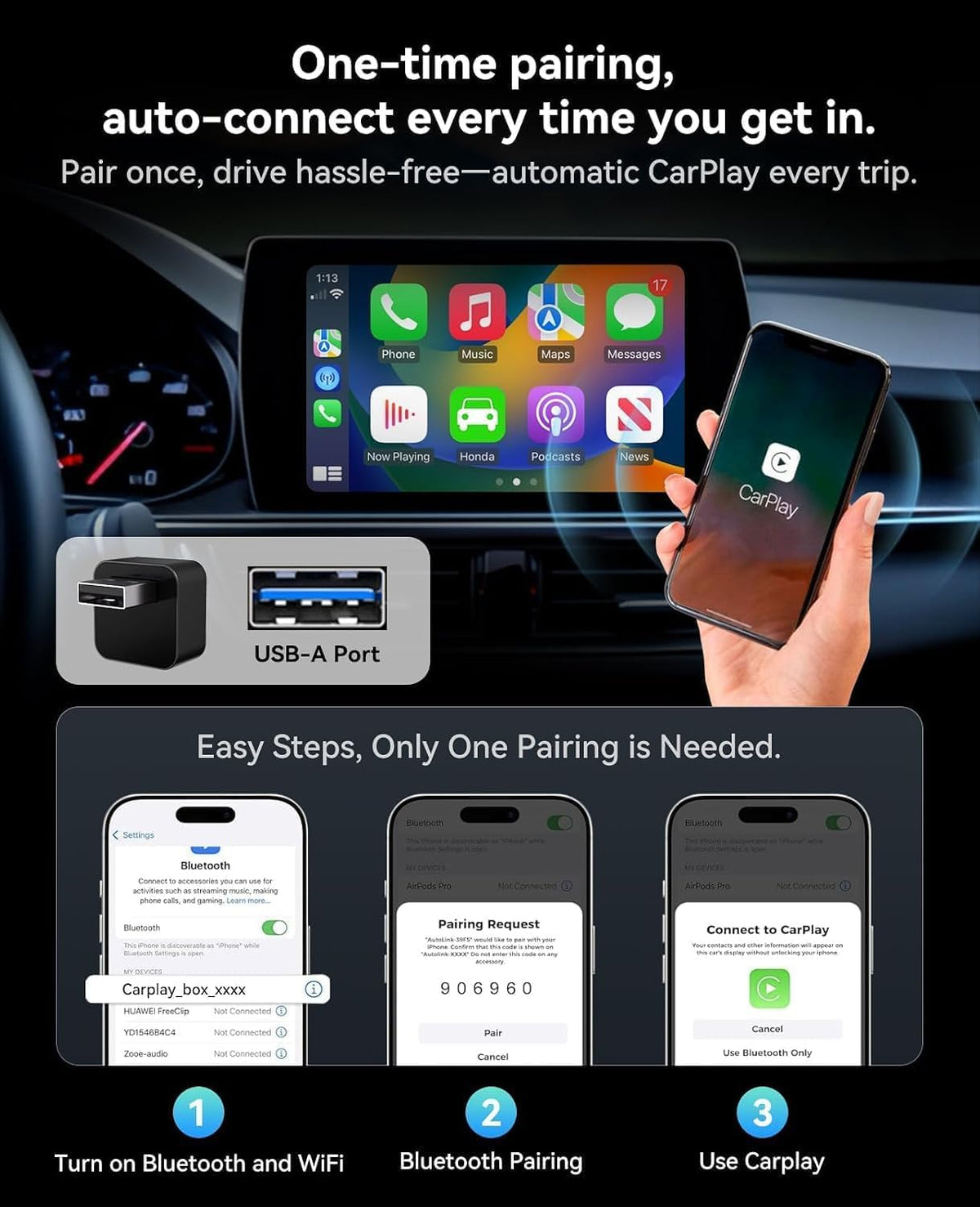 Wireless CarPlay Adapter 2 in 1 2026 Upgraded for Factory Wired carplay