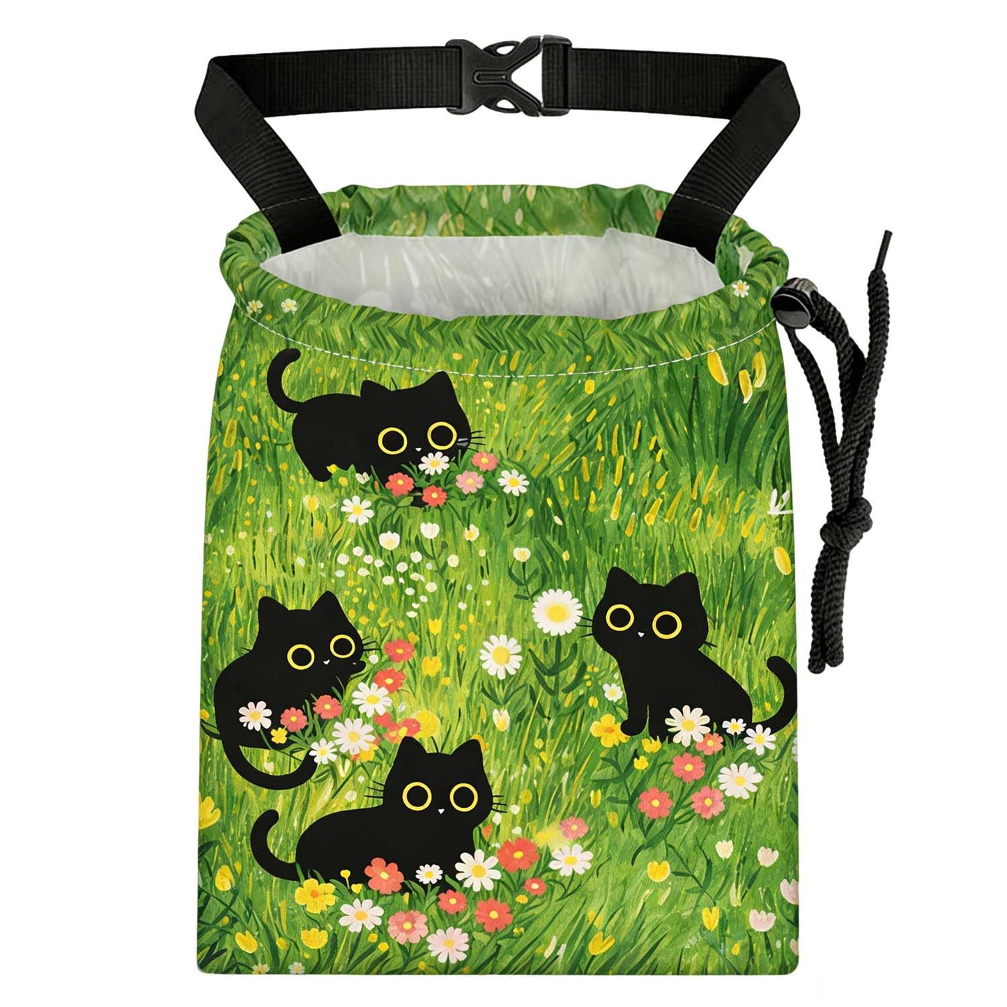Black Flower Car Trash Bag - Waterproof Car Trash Bag Hanging Leakproof Car Garbage Bag - Washable Reusable Trash Bag for Car Interior Hanging Organizer Storage Vehicle Travelling Camping