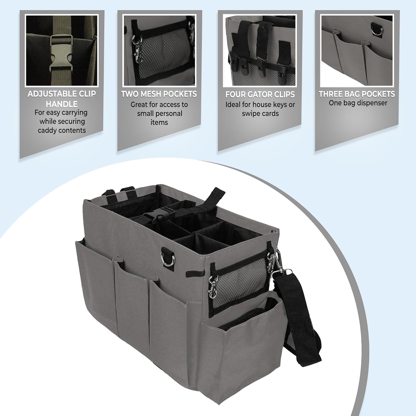 Car Trunk Organizer - Large Capacity Storage Bag with Adjustable Straps | Collapsible Auto Organizer for SUV Sedan Backseat | Durable Easy Clean Gray