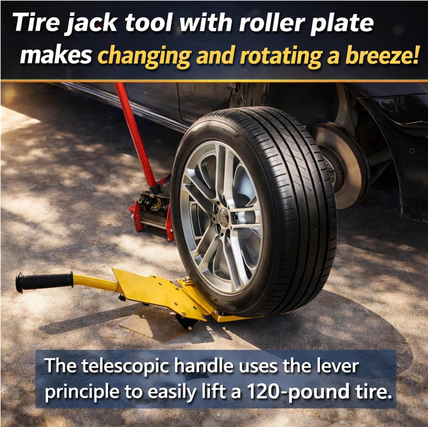 Portable Tire Lifting Tool & Jack with Retractable Handle