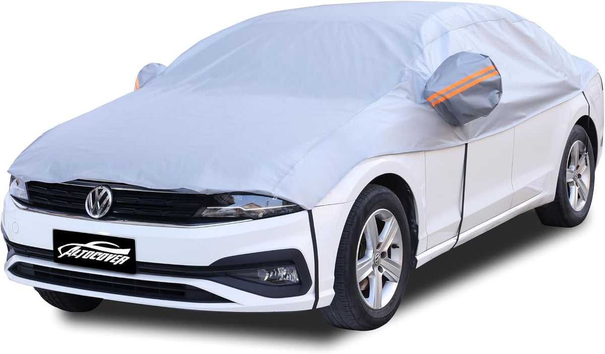 Half Car Cover, Windshield Cover for Ice and Snow with Cotton Liner, Hail Protector Car Cover Waterproof All Weather for Snow, Sun, Rain, Dust, UV Protection Fit SUV M