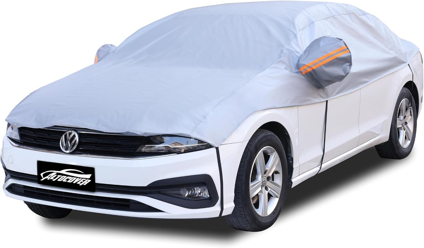 Half Car Cover for Snow Fit Medium/Small Sedans/Coupe Such as Honda Civic, Totota Corolla,Porsche 911 etc.
