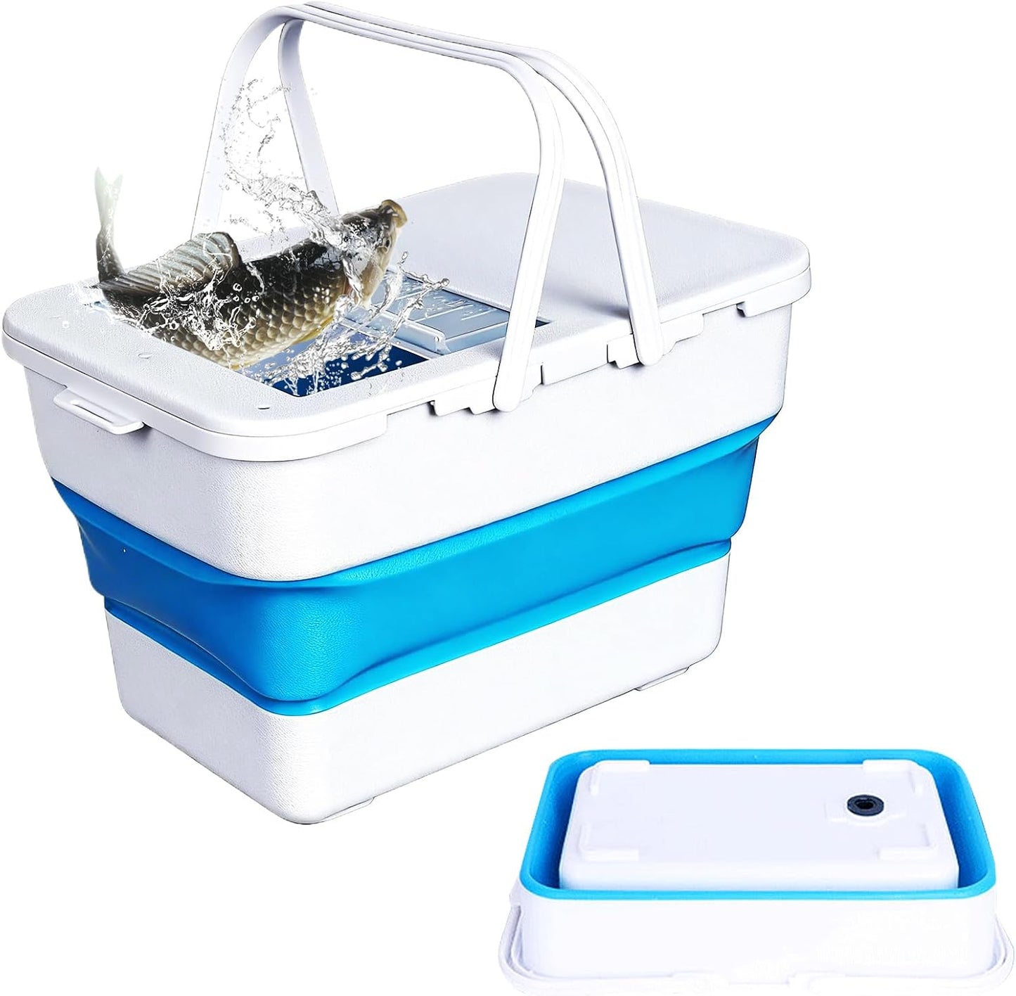 Collapsible Bucket,13 L Foldable Fish Bucket with Lockable Lid,Multifunctional Container for Live Fishing Lure,Collapsible Washing up Bowlfor Home & Car (Grey)