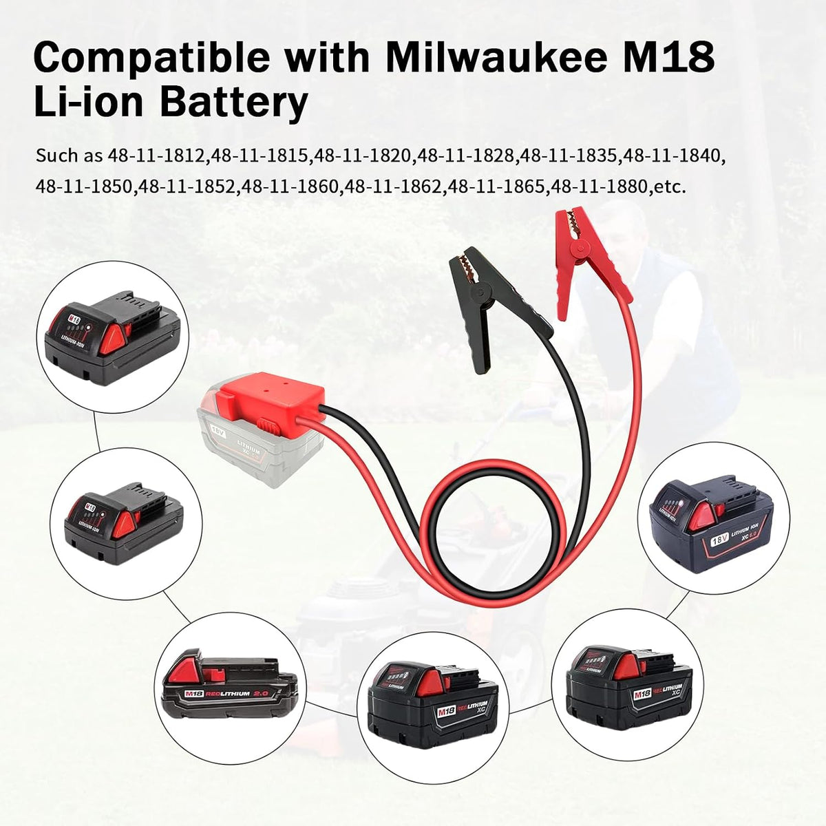 Jumper Cable Clamps for Milwaukee Jump Starter (2.0ft Cable(No Case))
