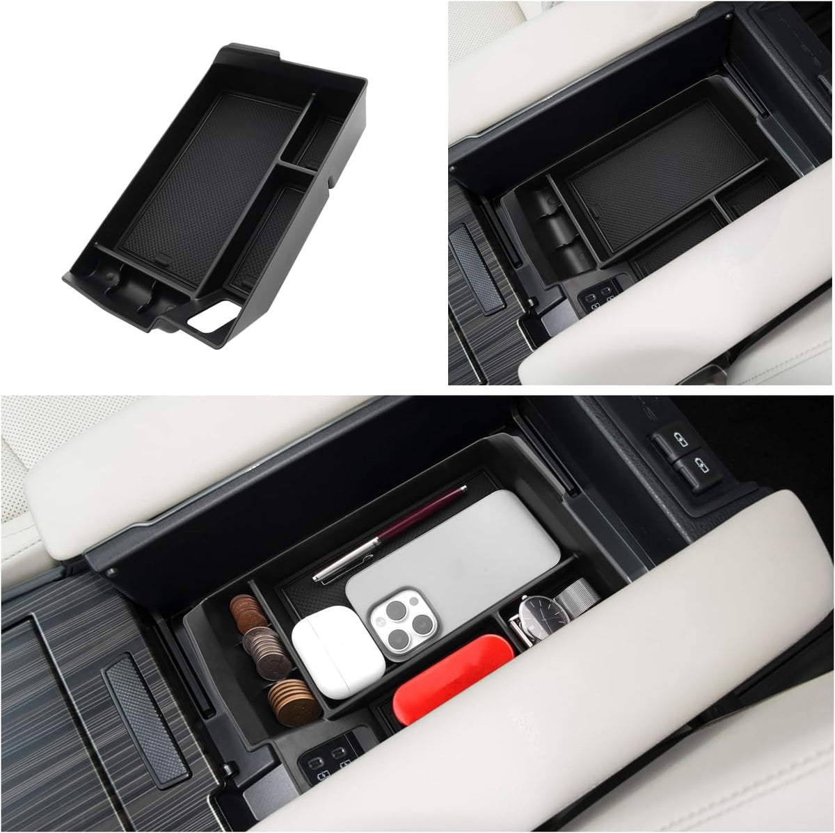 Ruiya 2025 Sienna Center Console Organizer for Toyota Sienna Accessories ABS Material Armrest Console Glove Tray Compatible with 2021 2022 2023 2024 2025 Toyota Sienna