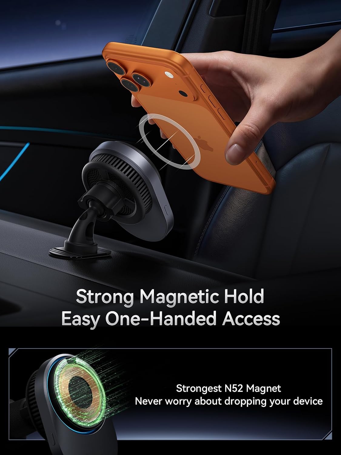 THREEKEY Magnetic Car Mount Charger Lite Qi2 25W Charging with TEC Cooling