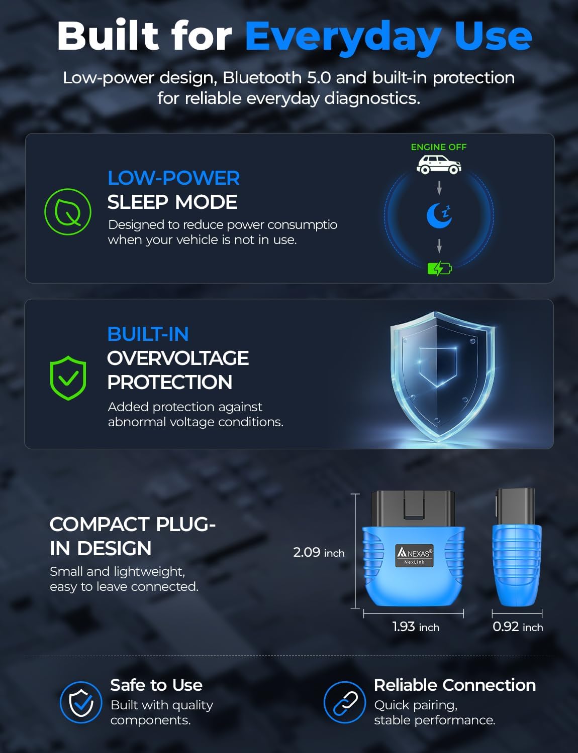 NEXAS NexLINK Bluetooth OBD2 Scanner with Live Data for All US Cars