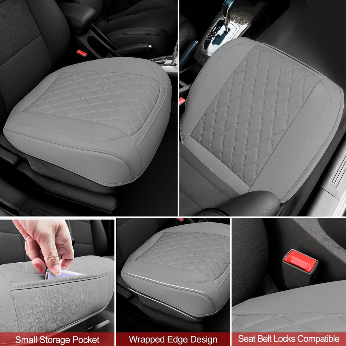 BEITK 1 Pack Leather Front Car Seat Bottom Cover Gray