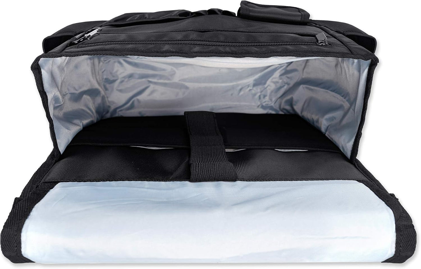 LUXJA Car Front Seat Organizer with Cover and Laptop Sleeve, Car Seat Organizer with Back Adjustable Straps, Black