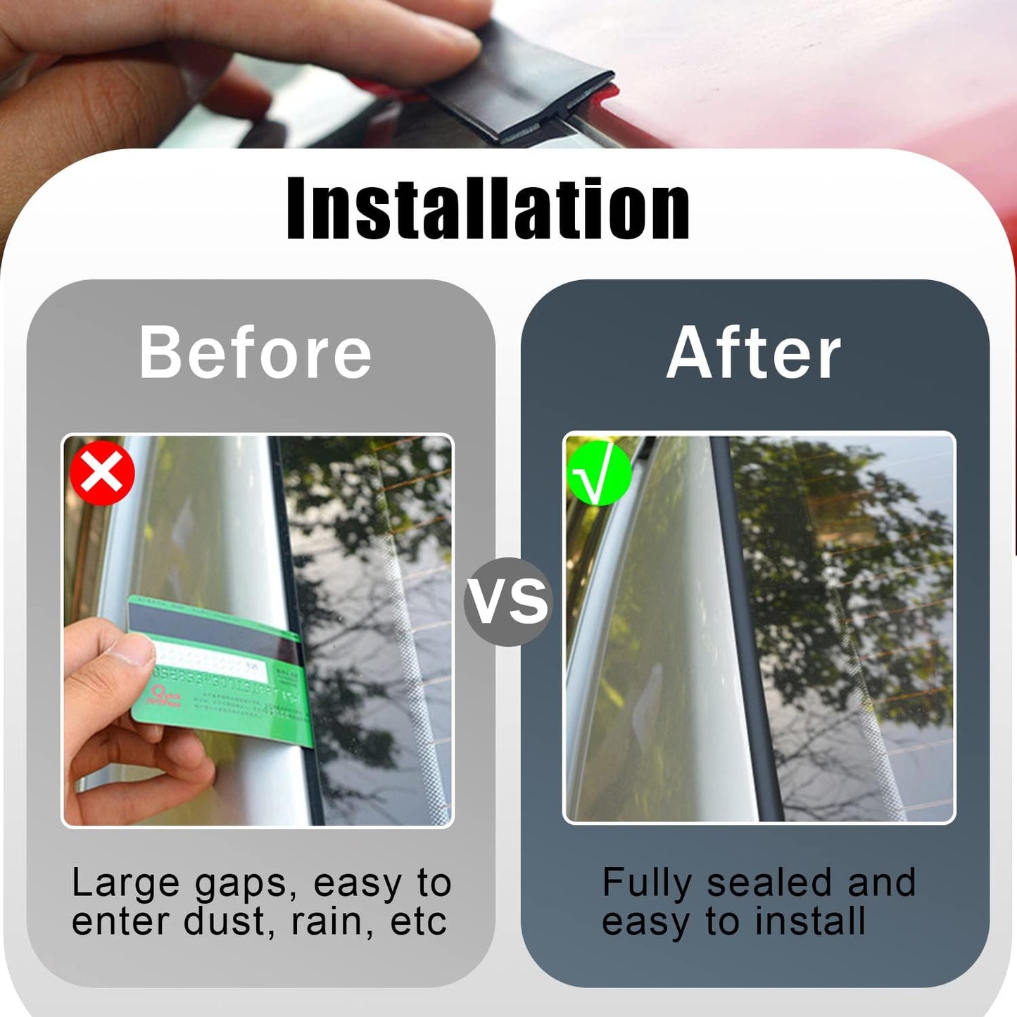 Pincuttee 2Pack Weather Stripping Seal Strip for Doors/Windows,Car Weather Stripping Adhesive,Sunroof Seal for Car/Truck/SUV Front Rear Windshield(20FT,19MM+14MM)