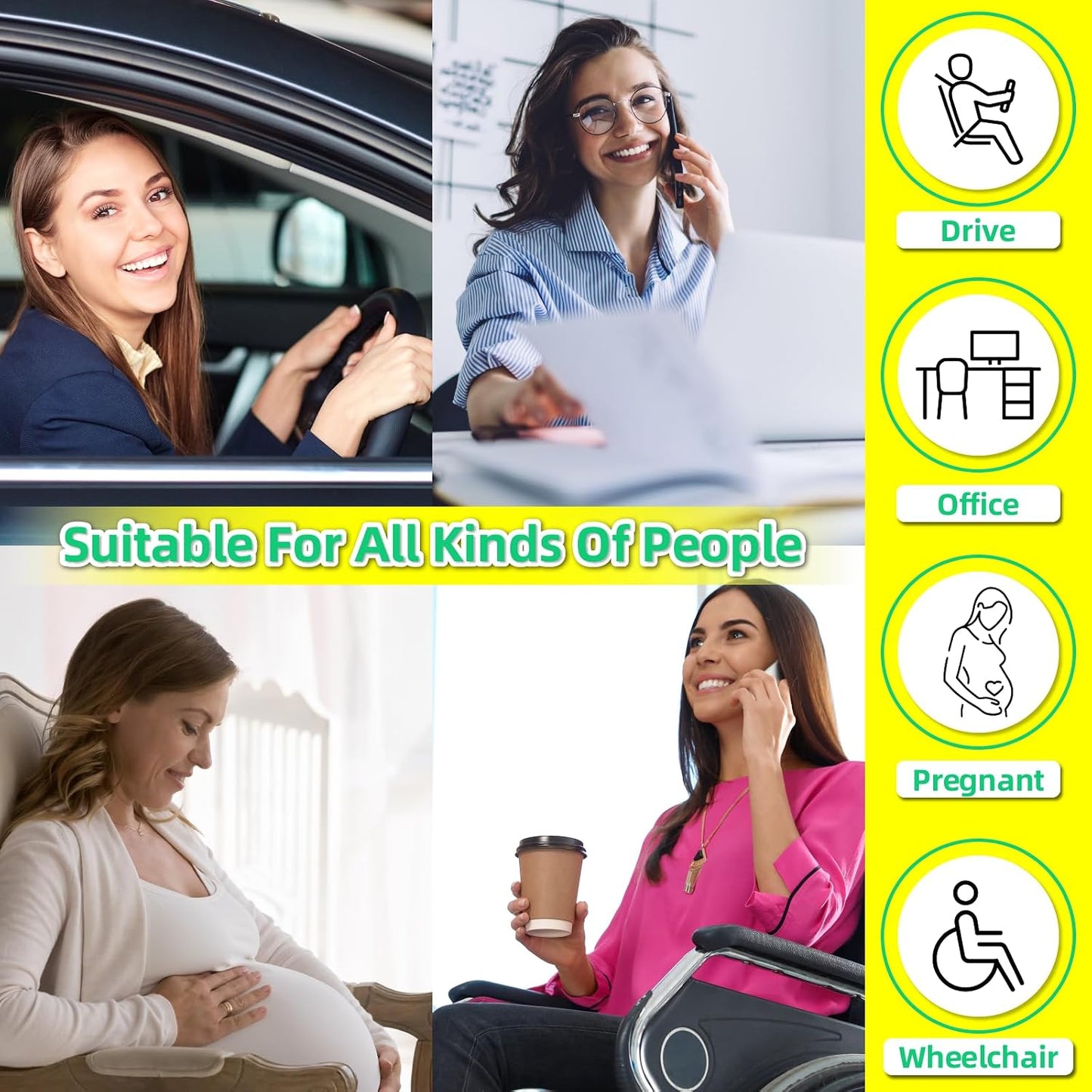 kingphenix Car Seat Cushion with Back Support Pillow, Memory Foam, Brown | Memory Foam Car Cushion for Long Driving, Truck, Office Chair, Tailbone and Lower Back Support