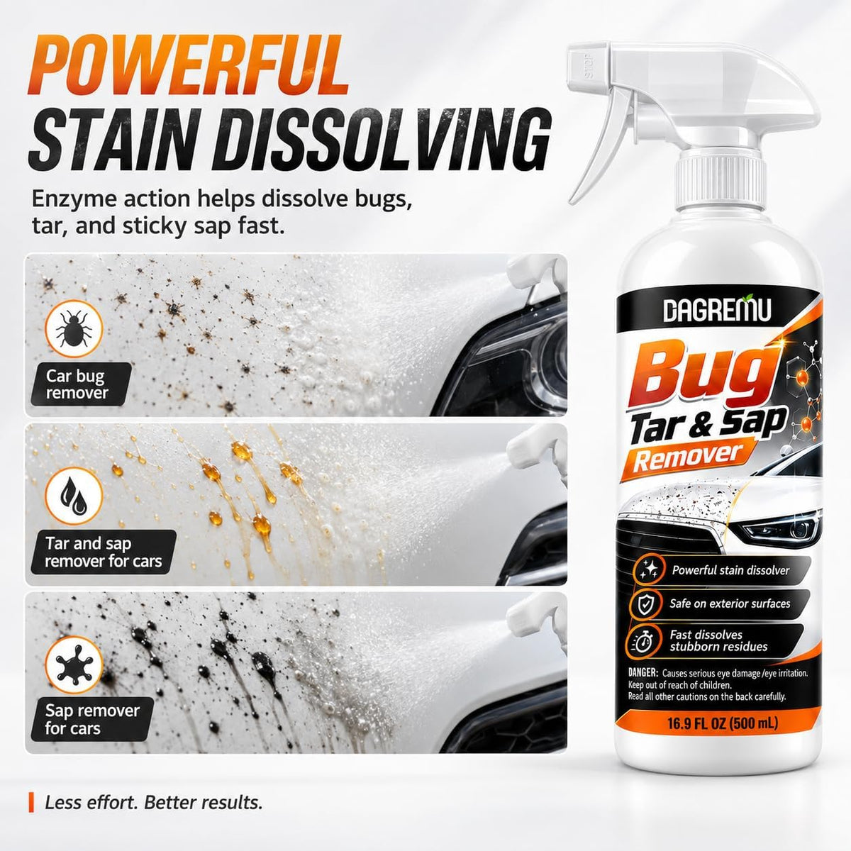 Bug and Tar Remover – Heavy Duty Enzyme Cleaner to Wipe Away Stubborn Bugs