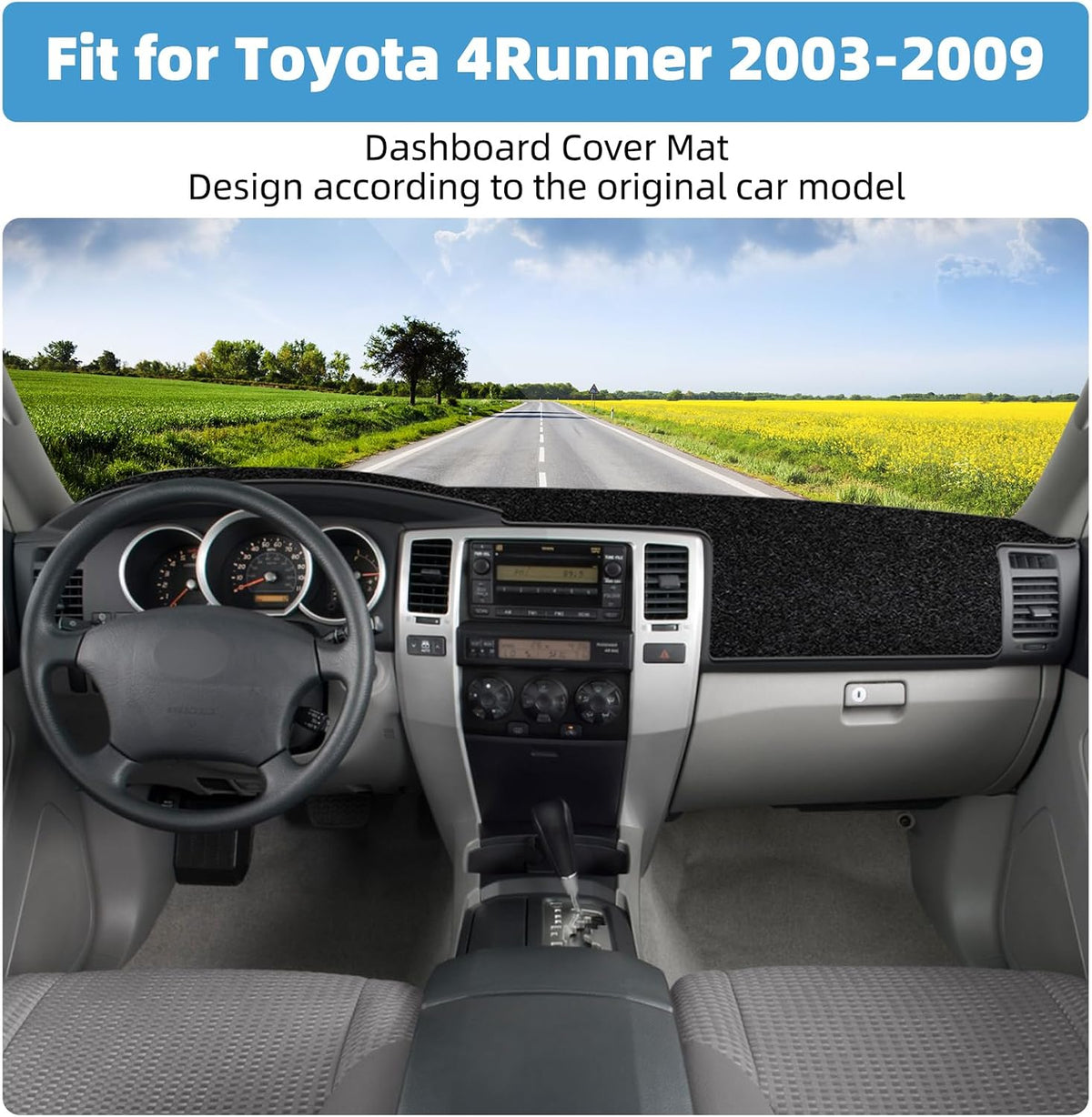 Dash Cover Mat Compatible with Toyota 4Runner 2003-2009 Non-Slip Dashboard Cover Mat Sunshade UV Rays Protector Interior Accessories