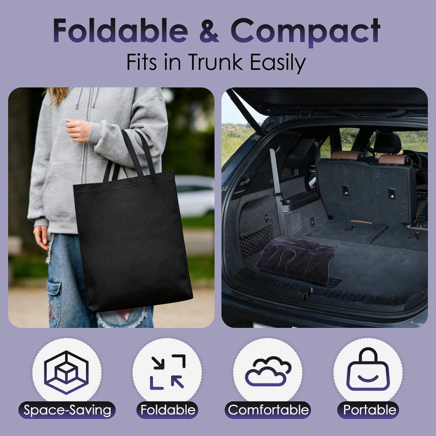 Eooqi Inflatable Car Air Mattress for SUV, Sedan, Truck & Minivan, Back Seat Car Bed for Car Camping & Travel, Portable Mattress with earplugs, Window Screens, Eye Mask & Storage Bags