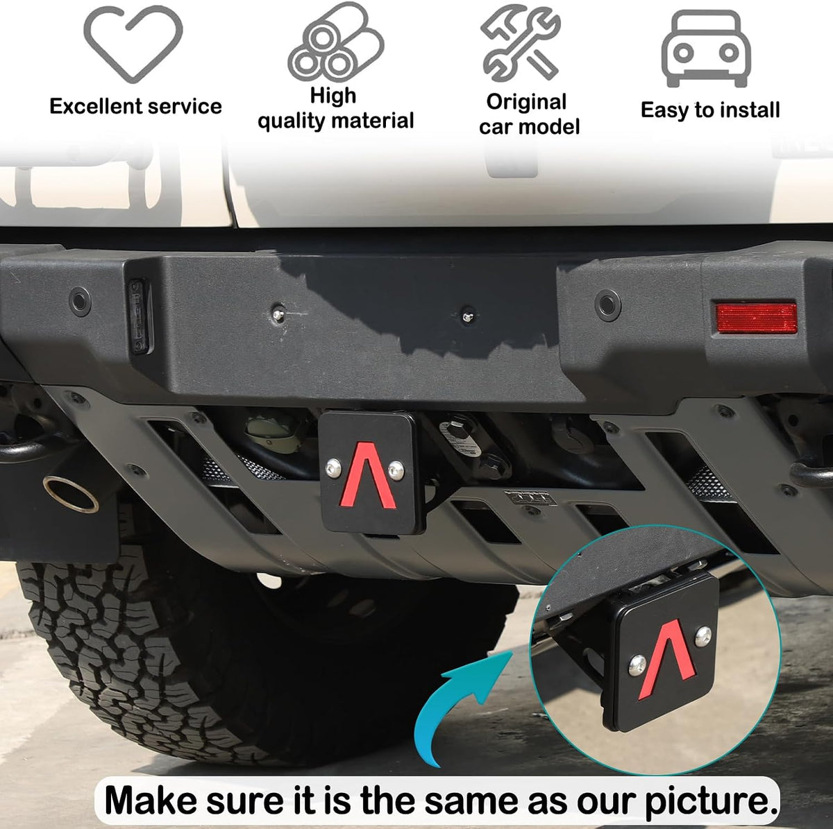 Car Trailer Hitch Cover Compatible with Ineos Grenadier 2020-2025 car Bon Steel Pulling Hook Dust Plug Square Mouth Protector External Accessories (Black)