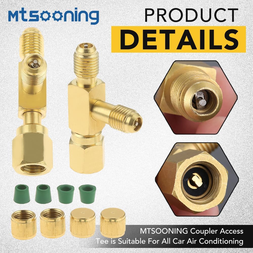 2 Pcs Quick Coupler Access Tee, 1/4'' Valves Core Tee Adapter with Swivel Connector Replacement for Gauge Deep Vacuum Pump Manifold