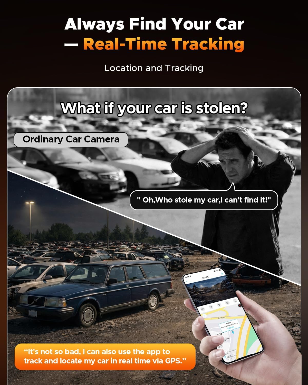 Volam 4G LTE Cellular Dash Cam with Live Streaming & GPS Tracking - Dual Car Security Camera with Remote Live View,Cloud Storage,AI Motion Detection,Sentry Mode, Anti-Theft Protection for Vandalism