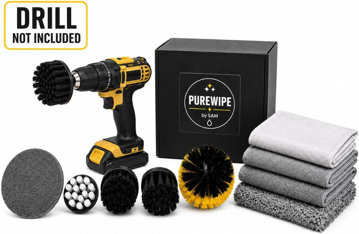 9-Piece Drill Brush Cleaning Kit with Microfiber