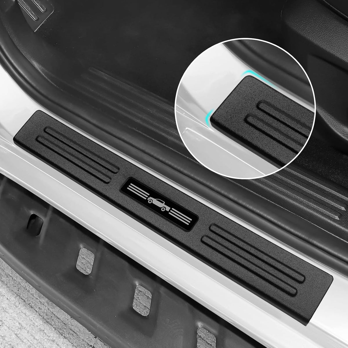 Door Sill Guards Compatible with Ford Ranger 2024 2025 2026 XL/XLT/Lariat/Raptor Accessories ABS Material Door Sill Protector Plate Decoration Front and Rear Door Pedal Kick Protection