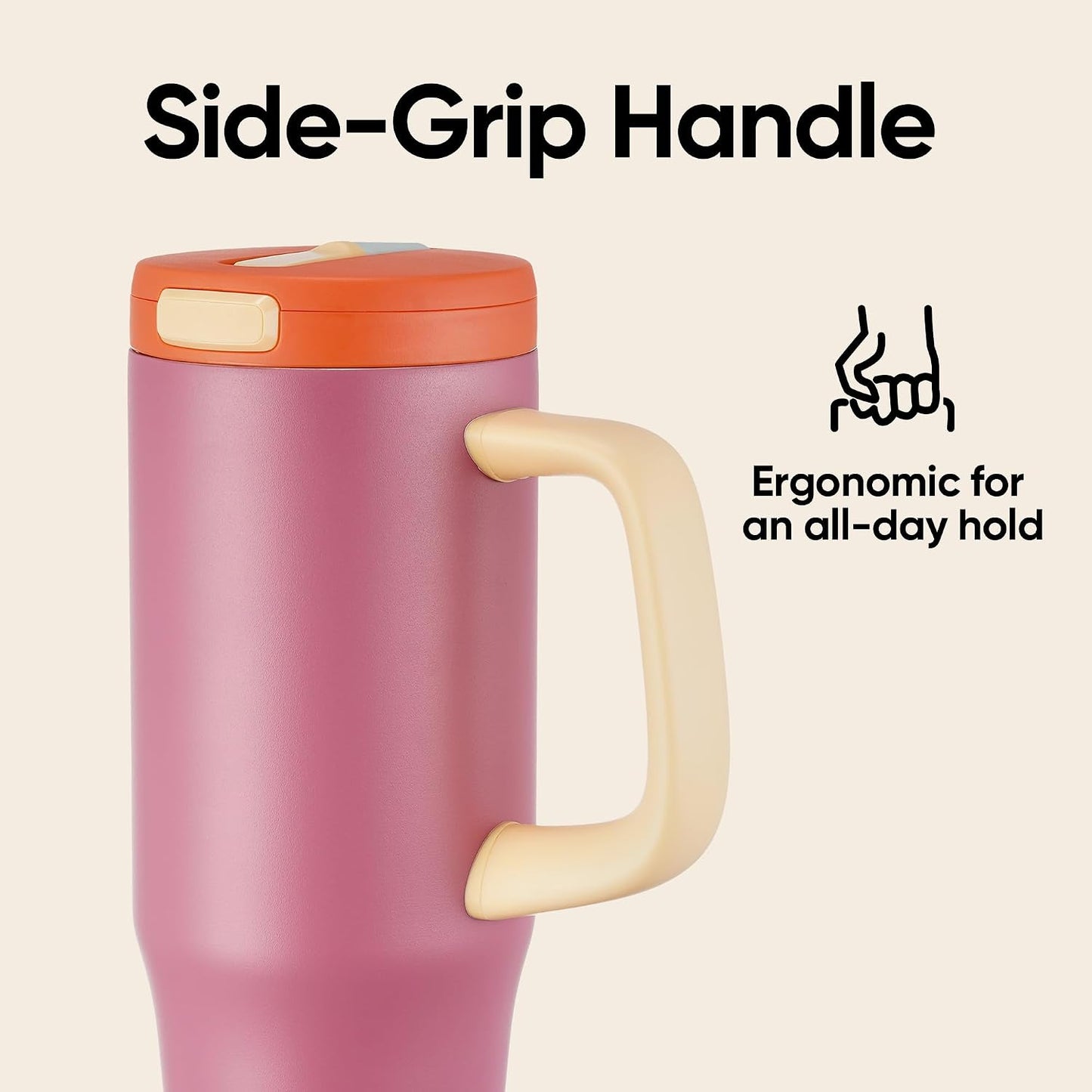 Fijinhom 32 oz Tumbler with Handle, 304 Stainless Steel Insulated Water Bottle Keeps Cold 24 Hours, Water tumbler with flip straw, Insulated Coffee Mug, Travel Cup for Sports &amp; Gifts, Red