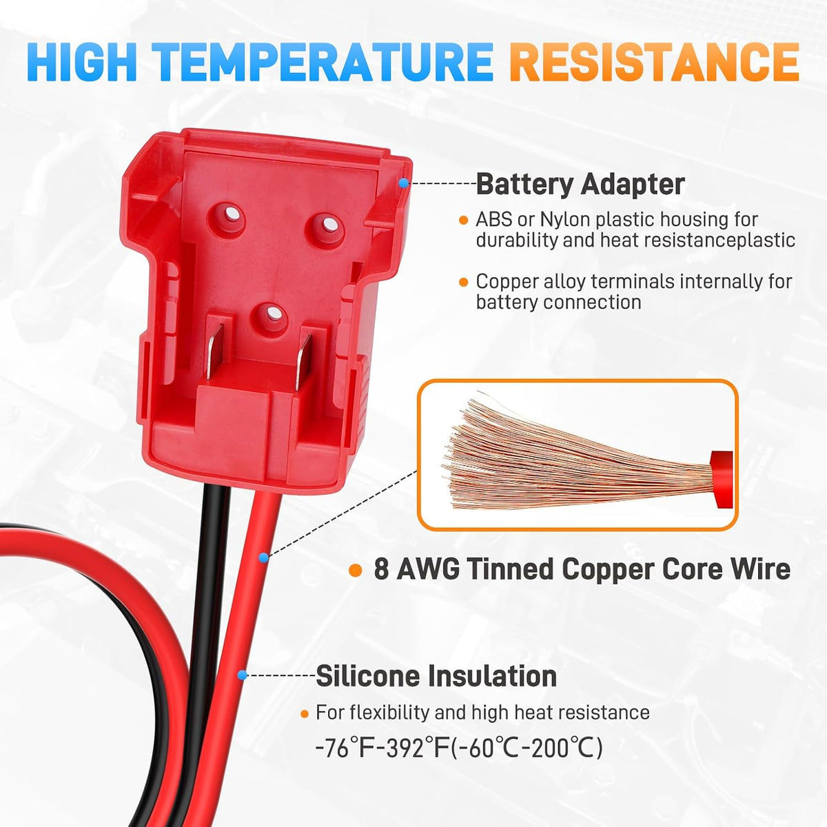Jumper Cables with Adapter Compatible with Milwaukee M18 Battery