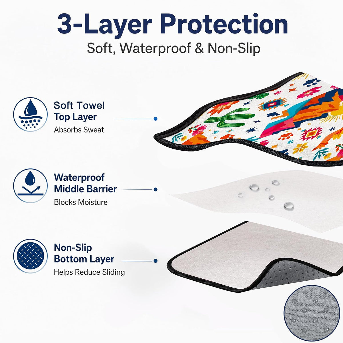 Car Seat Towel Cover 2 Pack for Front Seats, Sweat Absorbent Car Seat Protector with Non-Slip Backing, Waterproof Towel Car Seat Covers for Runners, Gym, Swimming, Beach, Desert Cactus