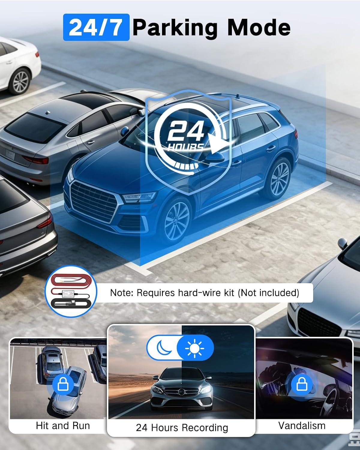 4K+2.5K Dual Dash Cam Front and Rear with 64GB Card