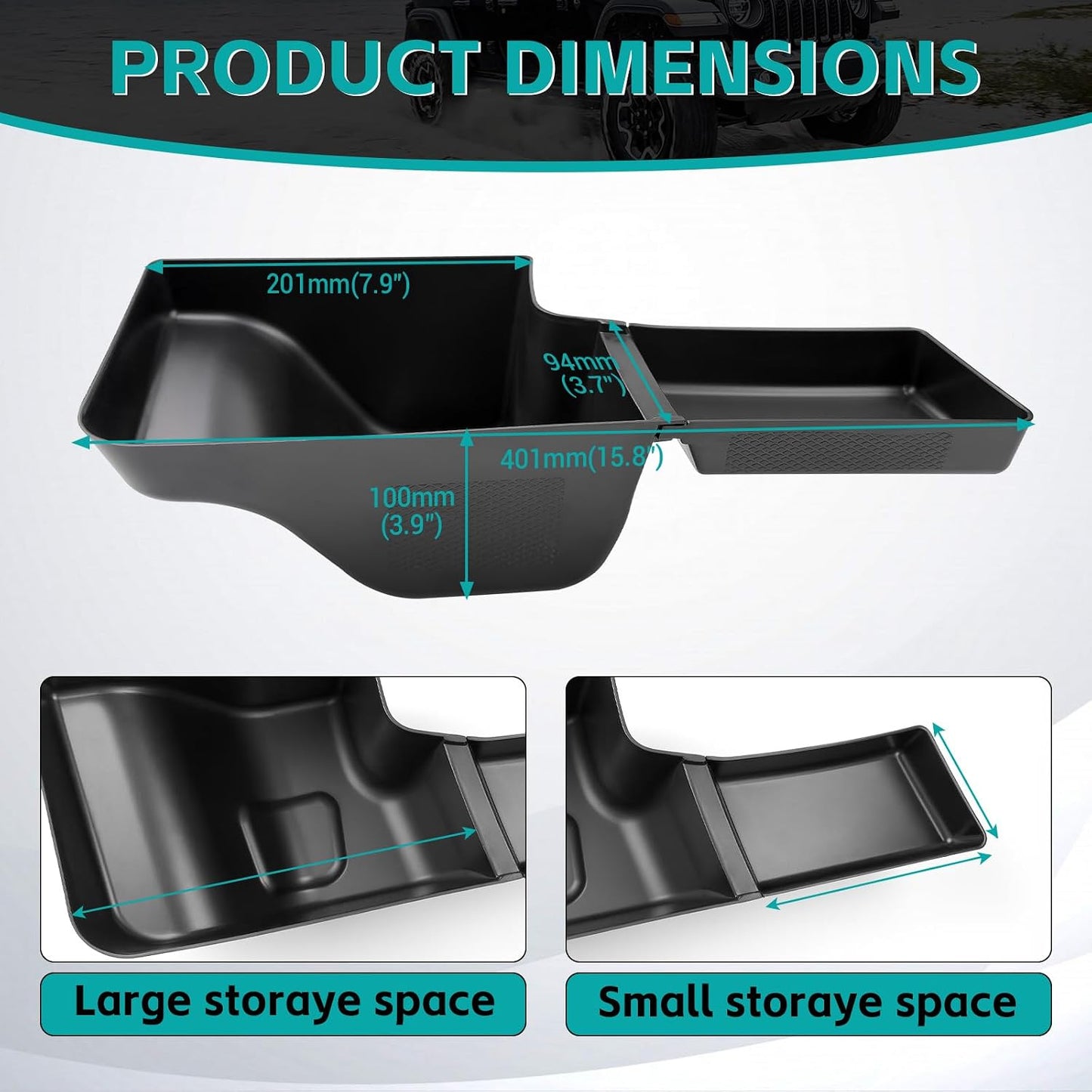 Rear Trunk Organizer Tray Compatible with 2018-2023 Jeep Wangler JL JLU 4XE Rubicon Sahara 4 Door, Wheel Well Storage Box Cargo Organizer Accessories for Jeep Wangler JL (Left + Right)