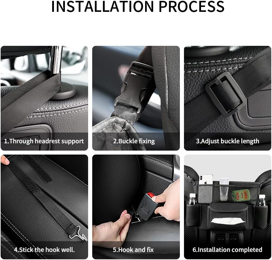 JEYODA Car Handbag Holder Between Seats Suede Large Capacity Car Purse Holder Automotive Consoles & Organizers for Document Phone Storage Car Organizer(1925-style 2 black)
