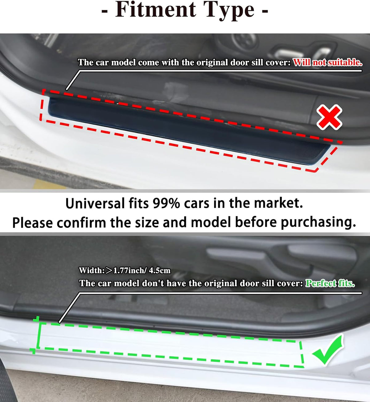 No Adhesive Magnetic Car Door Sill Protector, Anti-Scratch Carbon Fiber Door Entry Guard, Universal Door Threshold Protector Cover Fits for Most Cars(Carbon Fiber Black)