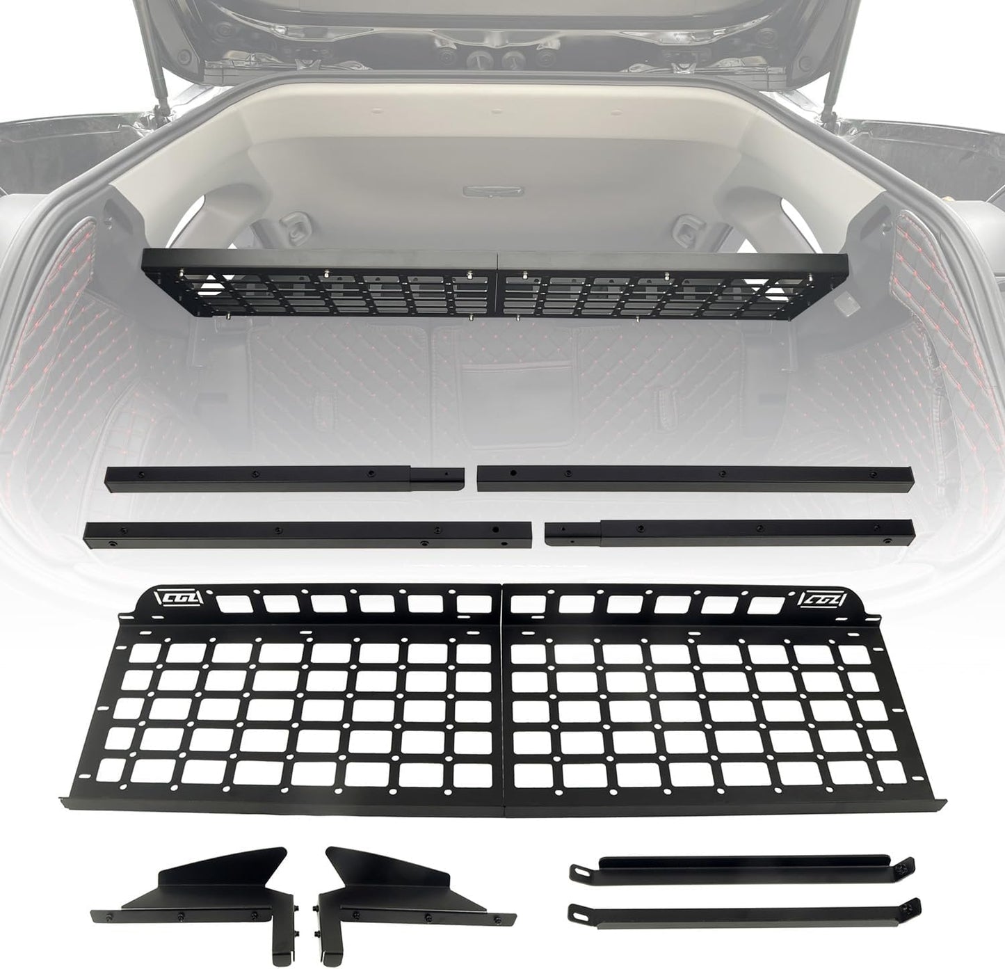 HIGH FLYING for Toyota RAV4 2019-2025 Car Accessories Modular Storage Molle Panel Cargo Shelf Organizer Luggage Carrier Rack Aluminum Alloy (with Split Cross Bar)