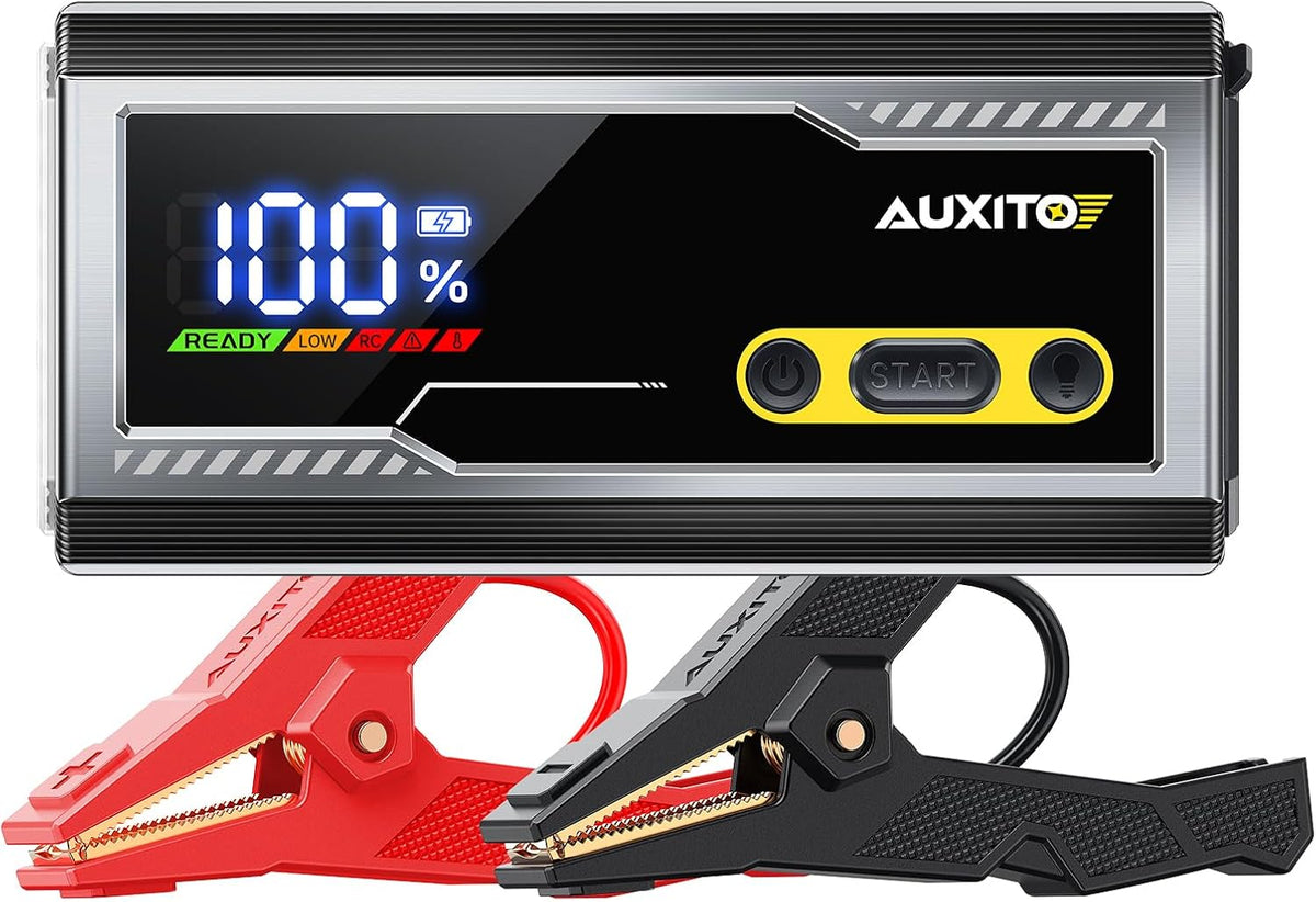 AUXITO 6000A Jump Starter, 12V Car Battery Jump Starter, Up to All Gas & 12L Diesel Engine with LED Display, Portable Jump Box with 3 Modes Flashlight and Jumper Cable, Storage Case