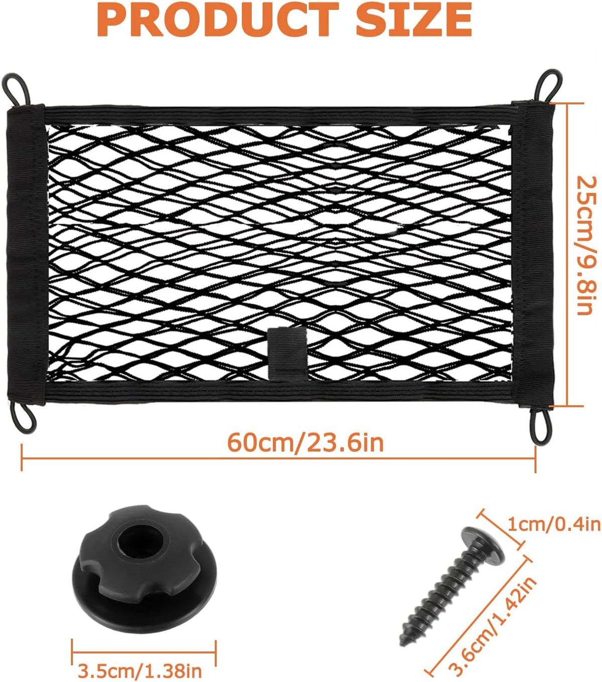 23.6 x 9.8 inch Universal Elastic Cargo Net Pocket,2 Pack
