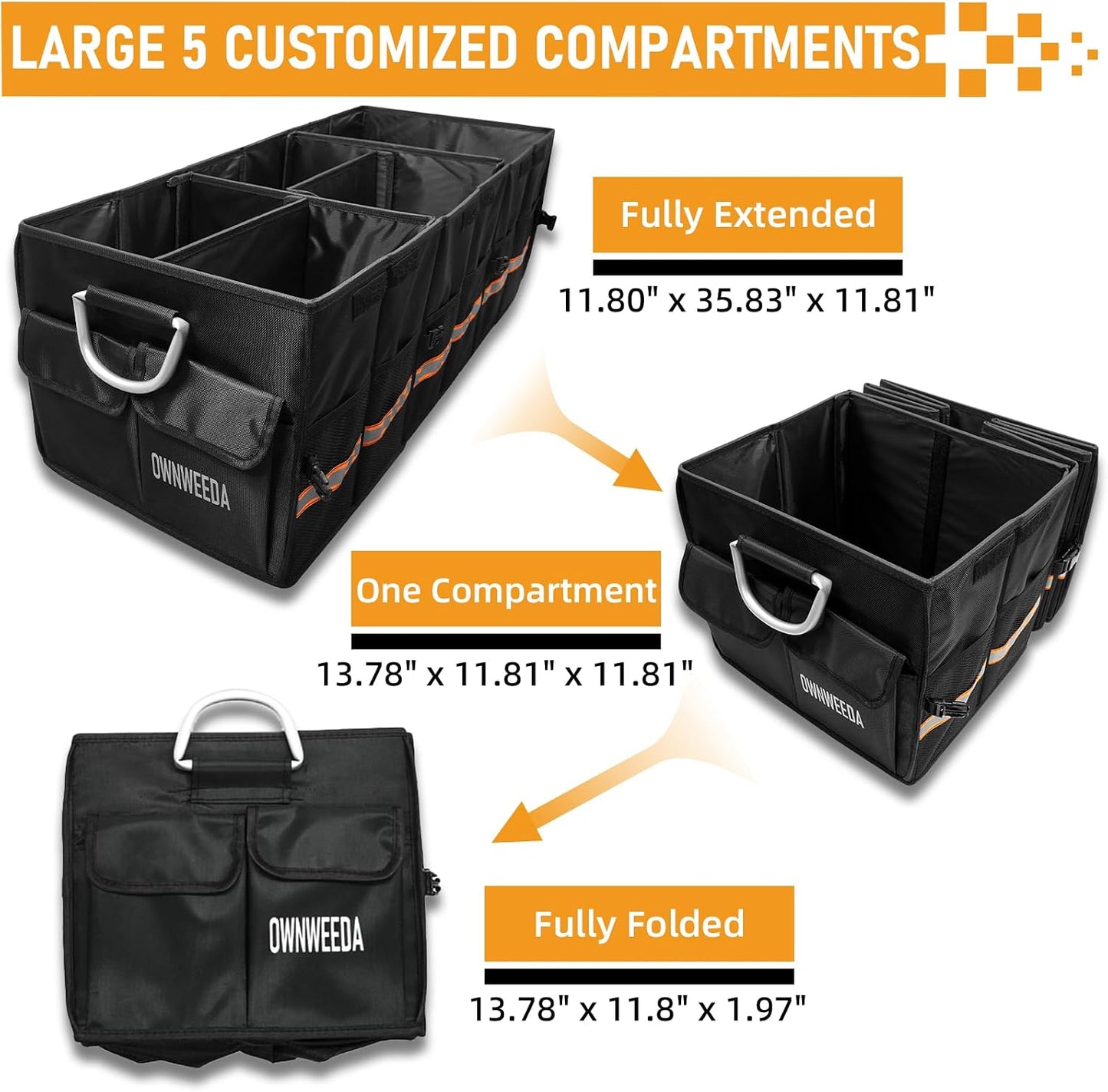 90L Large Car Trunk Organizer with 30L Removable Leakproof Cooler Bag, Collapsible Storage Bin with Lid & Dividers, Heavy Duty Accessories for SUV Sedan, Ideal for Grocery Camping Road Trip