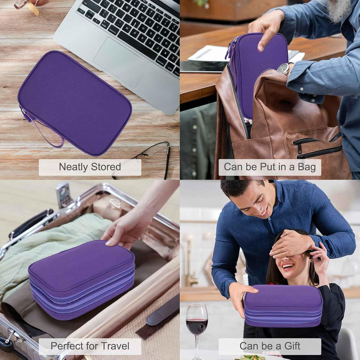 FYY Electronic Organizer, Travel Tech Pouch Bag, Large, Purple