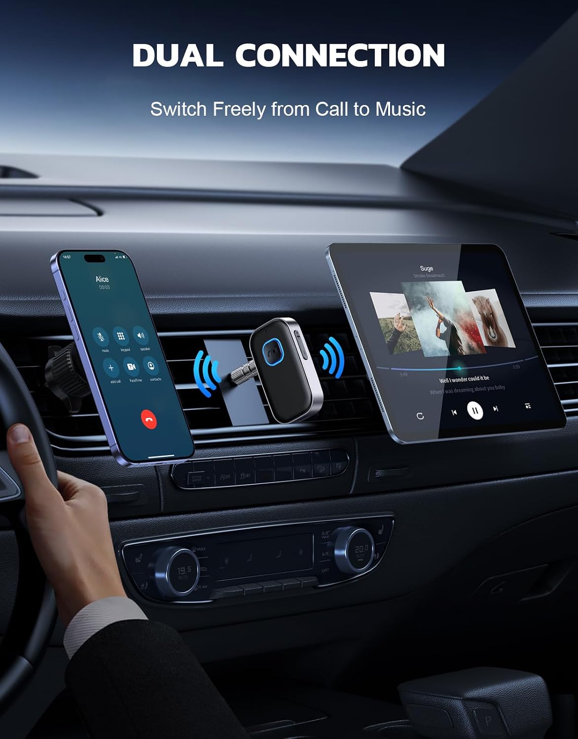 COMSOON Bluetooth Receiver for Car, 3.5mm AUX Bluetooth Car Adapter