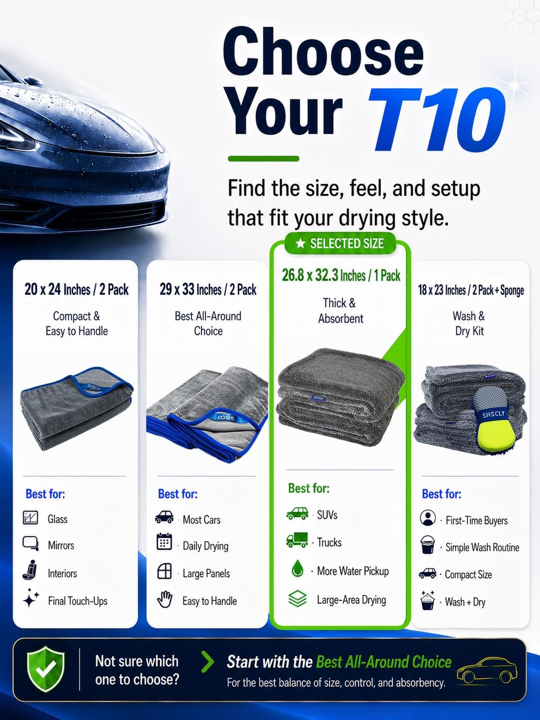 SHSCLY 1-Pack Double-Sided Microfiber Towels for Cars Gray 32.3"L x 26.8"W