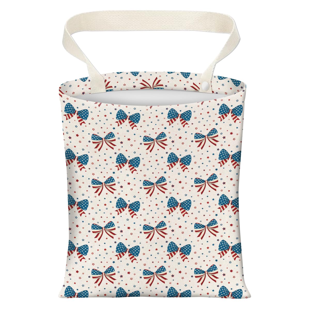 Cute Car Trash Can, Hanging Canvas Car Back Seat Organizer and Storage Bag, Funny Car Trash Bag For Travelling, Outdoor American Patriotic Bow