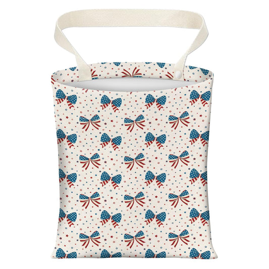 Cute Car Trash Can, Hanging Canvas Car Back Seat Organizer and Storage Bag, Funny Car Trash Bag For Travelling, Outdoor American Patriotic Bow
