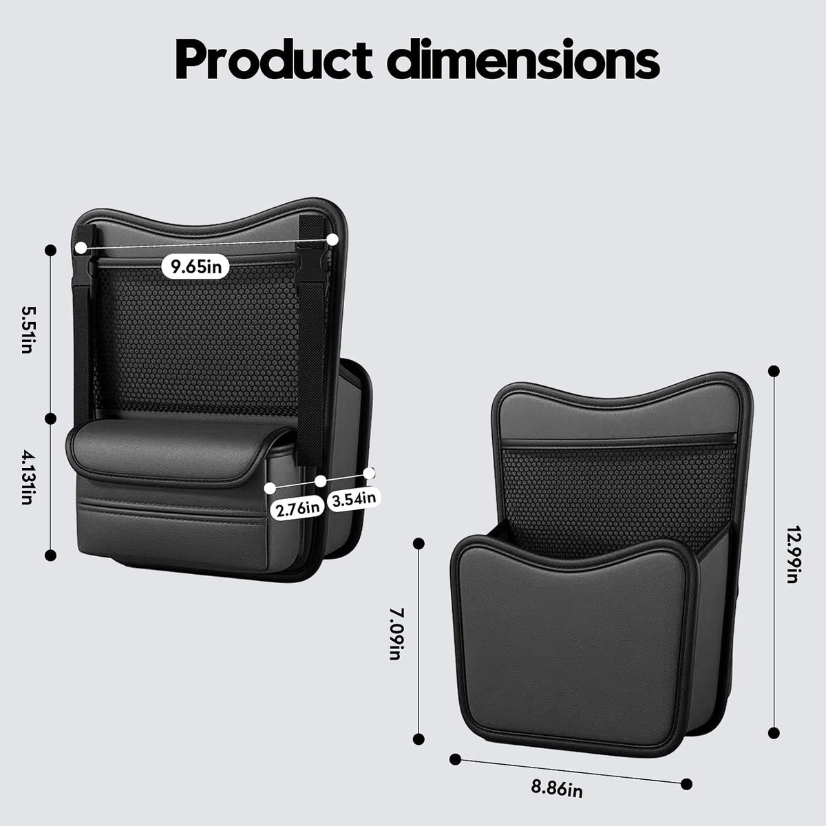 EMTK Car Seat Back Organizer, Black, Mesh Pocket Storage Bag, Reversible Front and Back Placement, 12.99 x 8.86in