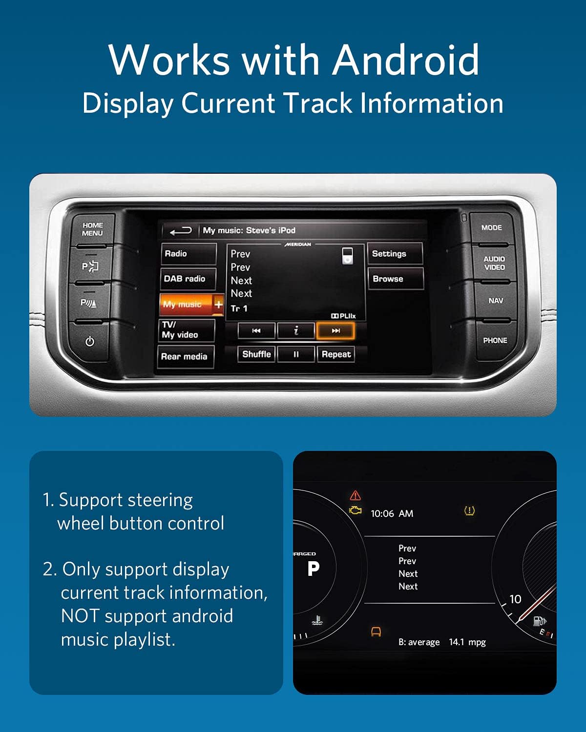 Airdual Bluetooth aptX-HD Adapter for Land Rover, Range Rover, Jaguar iPod