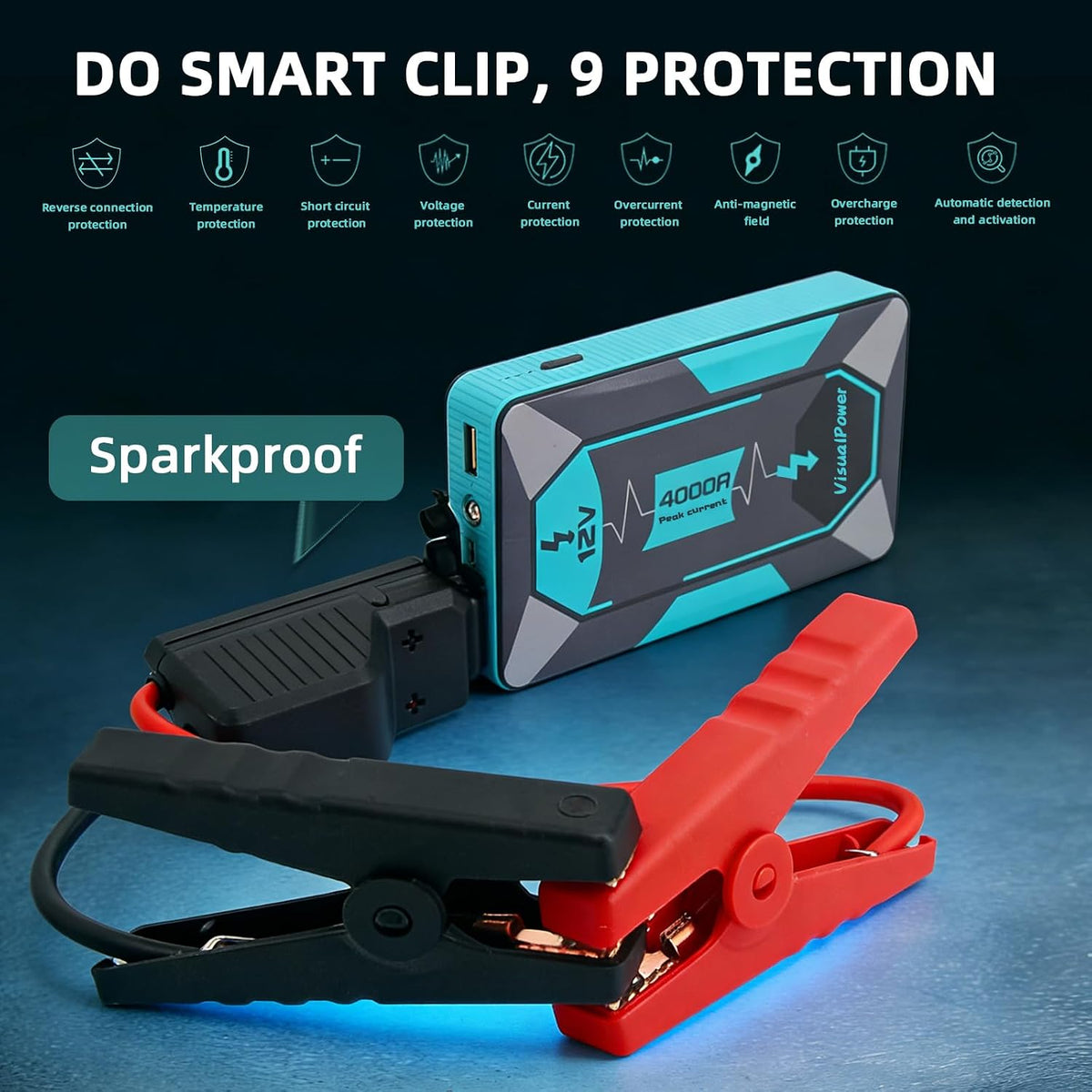 4000A 12V Jump Starter Handy Pocketable Motorcycle Booster