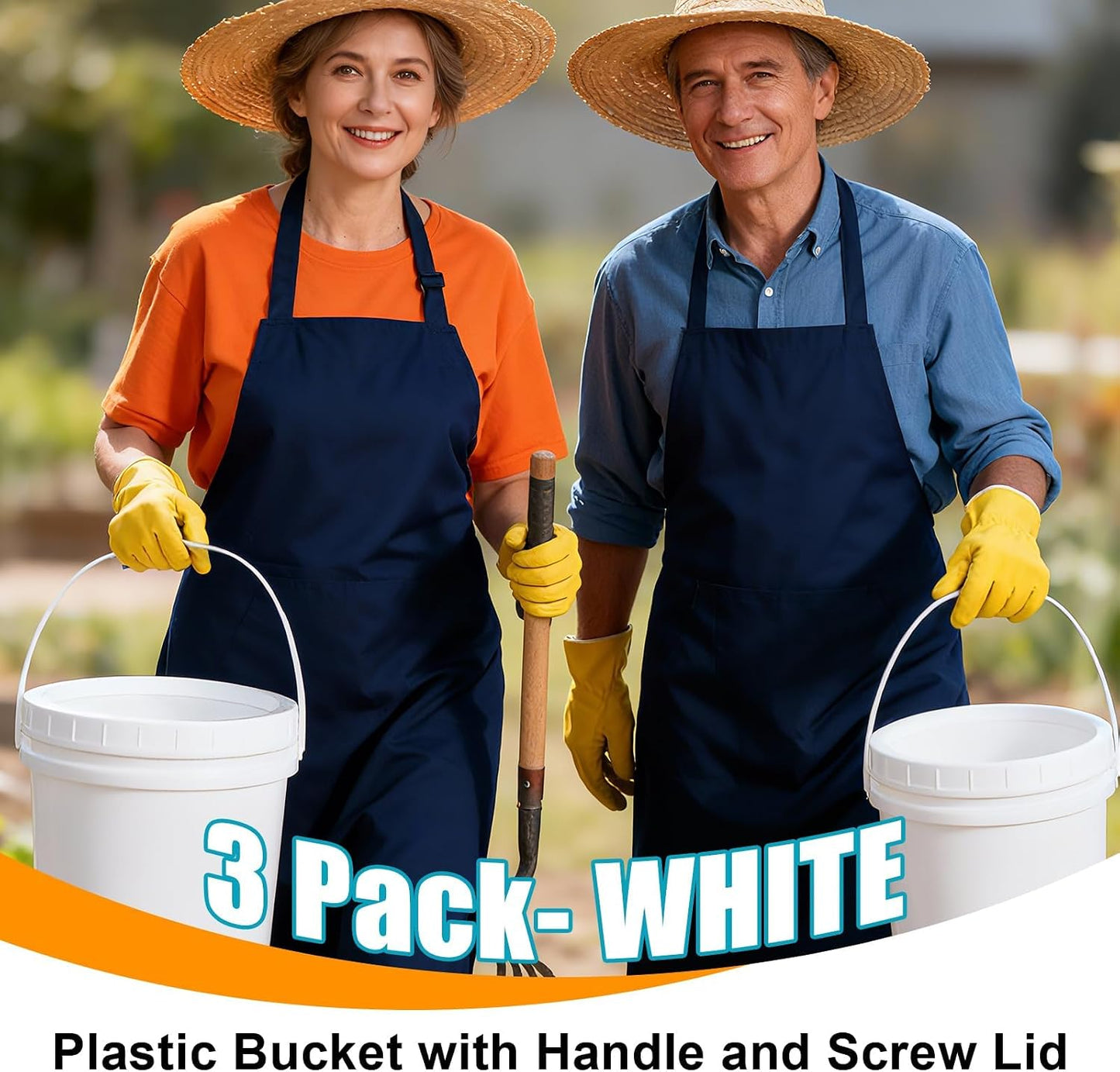 3PCS 2.5 Gal White Buckets Set, Durable Plastic Storage Containers with White Lids & Handles, Food Grade Pail for Home, Paint & Water Storage