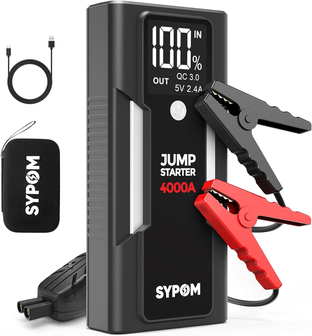 4000A Peak 12V Portable Car Jump Starter Power Pack