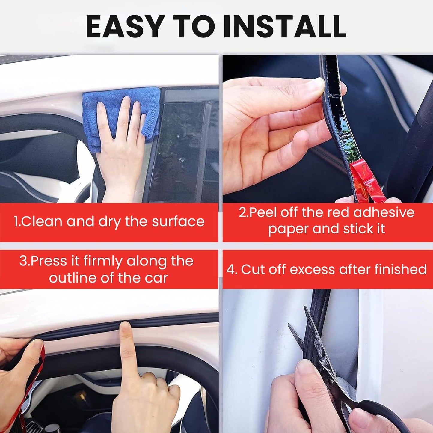 Car Door Rubber Seal Strip Automotive Weather Stripping Double Layer Auto Weatherstrip Universal Self Adhesive Soundproof Sealing Strip for Cars Truck Rv Pickup(32.8FT)