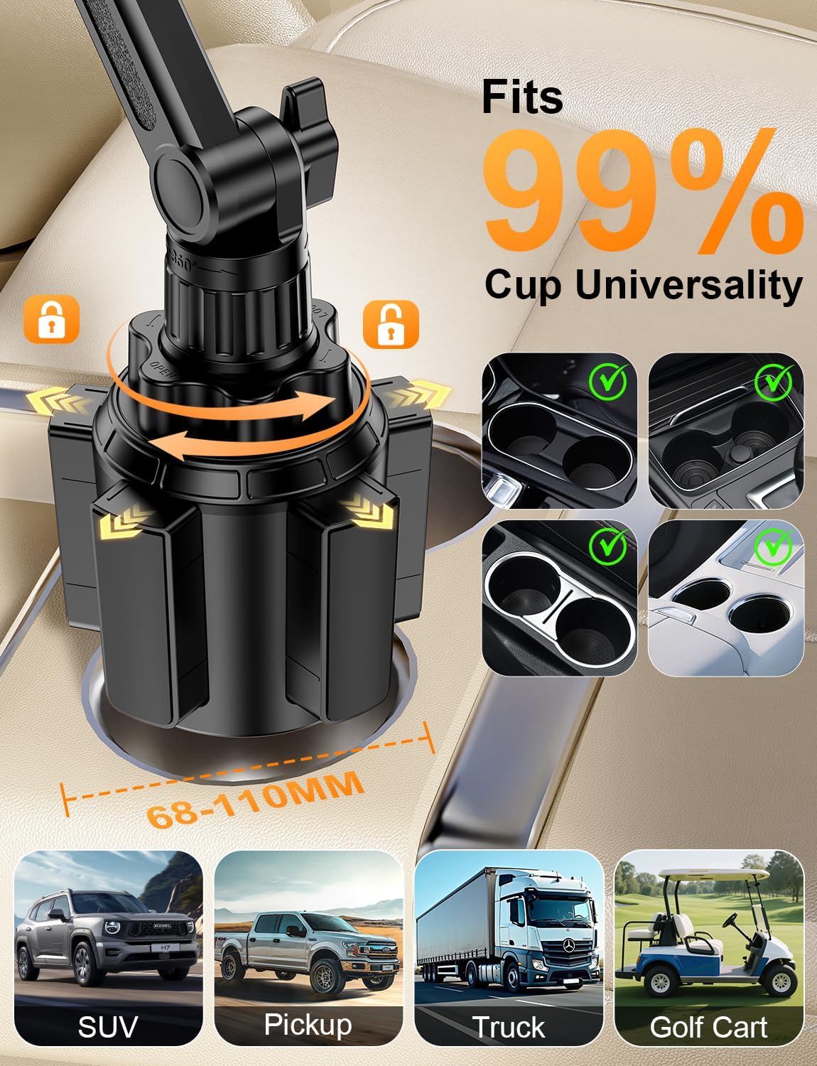 Magsafe Car Mount Charger, Stable Cup Holder Phone Holder Wireless Charger