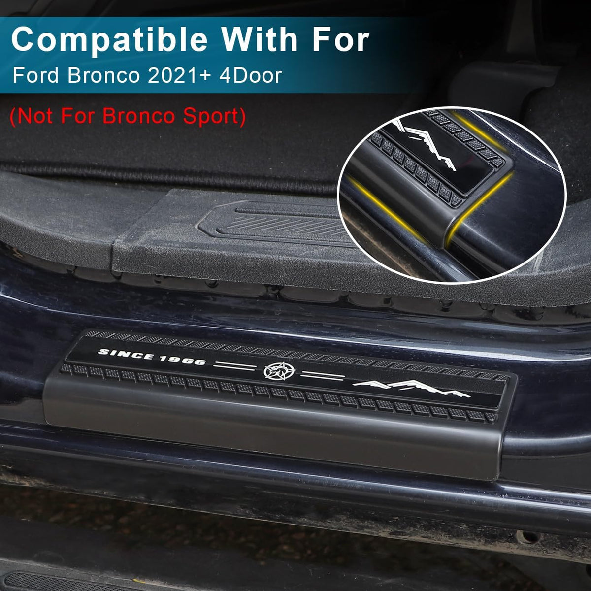 Door Sill Edge Entry Guards Compatible with 2021-2026 Ford Bronco 4 Door