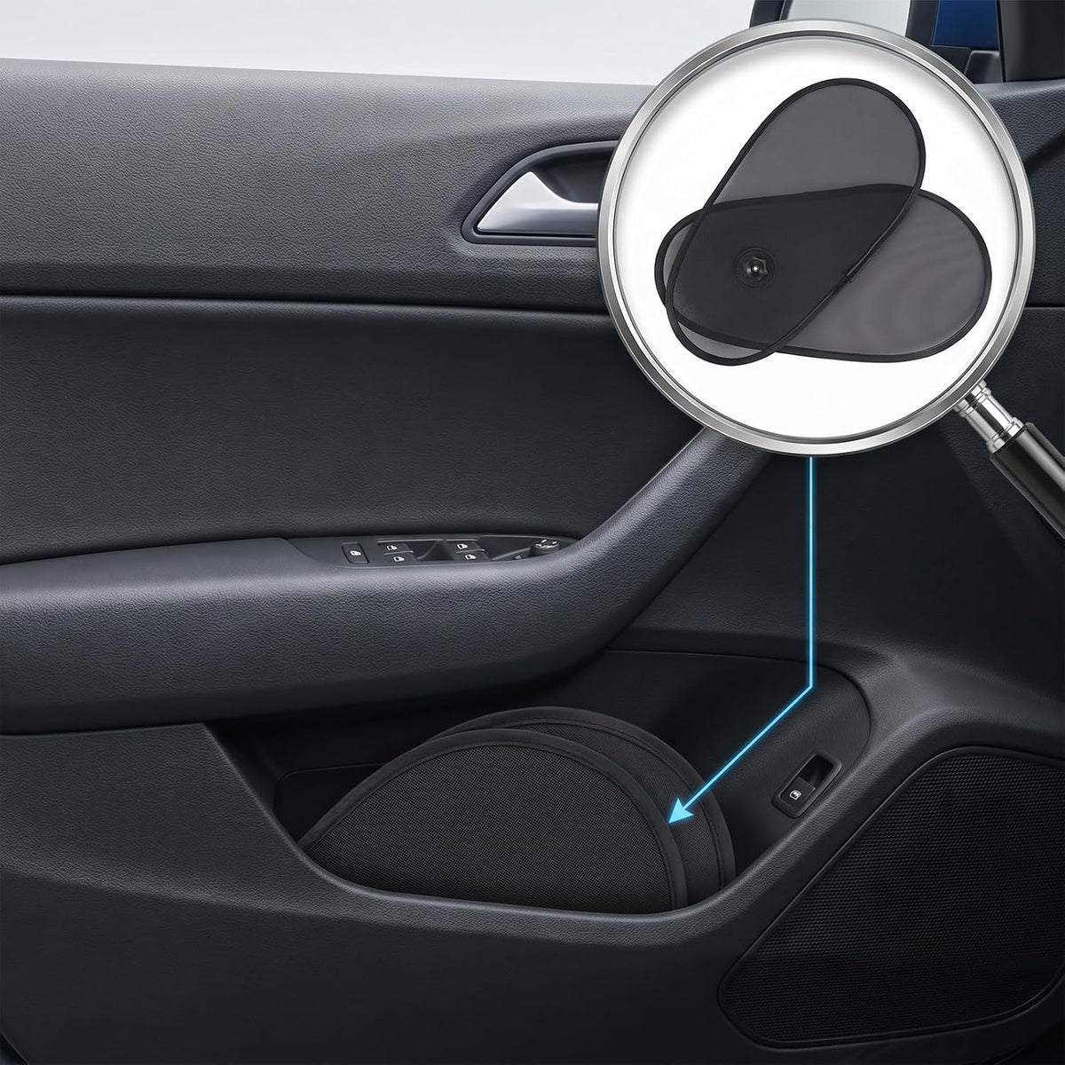 4PCS Car Window Shade Rotatable Mesh Sun Blockers for Auto, Adjustable UV Glare Protection Driver Side Window Sunshades with Strong Suction Cups, Universal Fit for Most Vehicles, Black PP Nylon